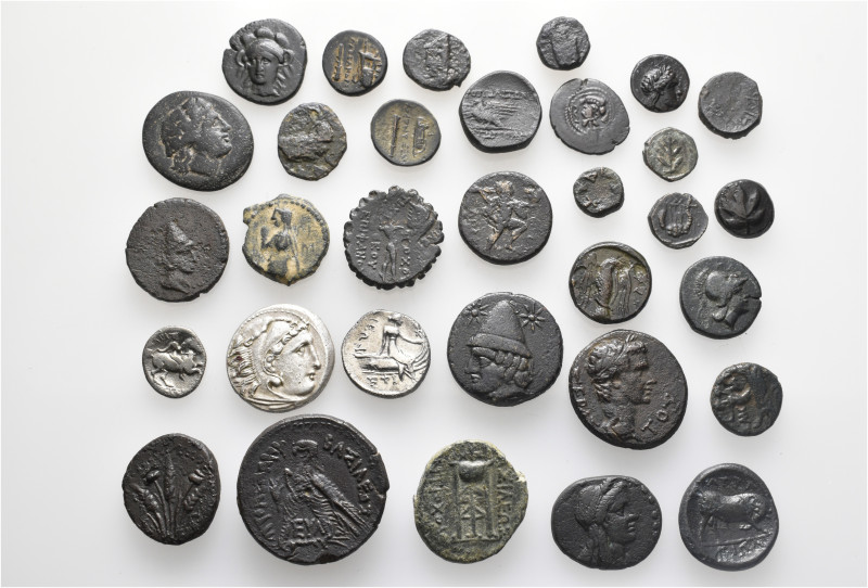 A lot containing 32 silver and bronze coins. Including: Greek, Armenia and Roman...