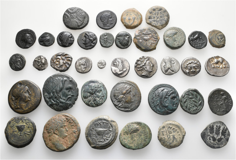 A lot containing 37 silver and bronze coins. Including: Celtic, Greek, Judaea, O...