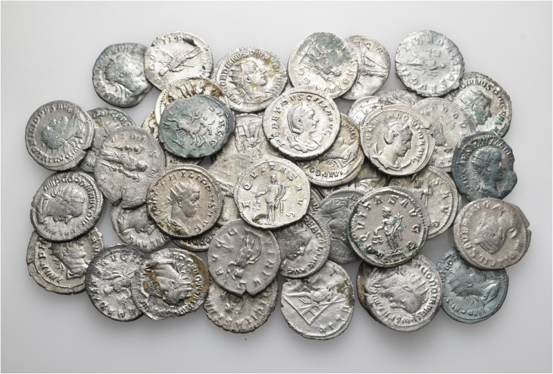 A lot containing 46 silver coins. All: Roman Imperial. Harshly cleaned and some ...