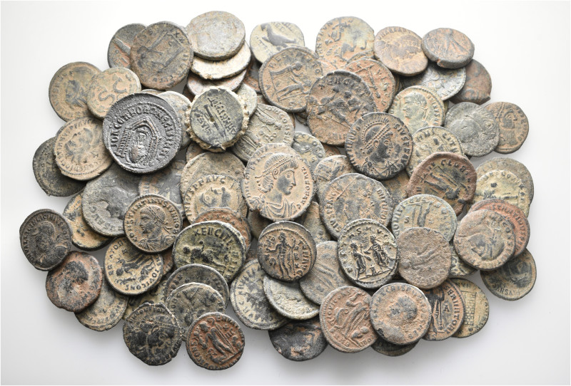 A lot containing 105 bronze coins. Including: Greek, Roman Provincial and Roman ...