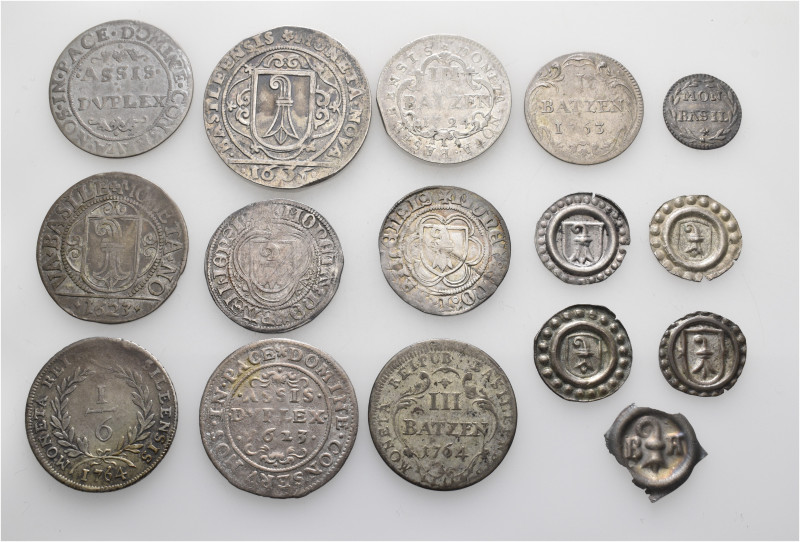 A lot containing 16 silver coins. All: Switzerland (Stadt Basel). Fine to good v...