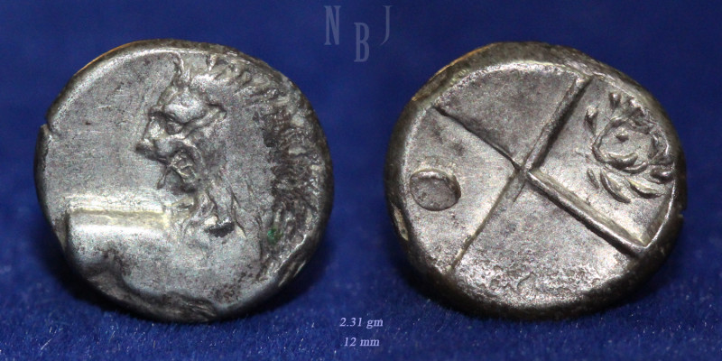 THRACE: Chersonesos. AR Hemidrachm, circa 386-338 BC. Lion / Incuse square. Fore...