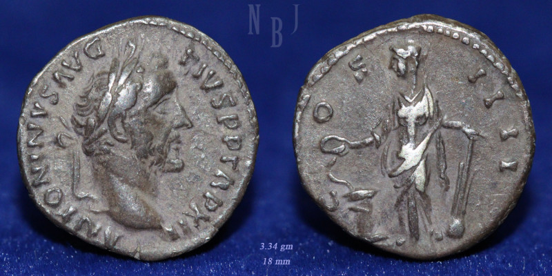 ROMAN: Antoninus Pius AR Denarius. Rome mint, (AD 148-149). Obv: ANTONINVS AVG P...