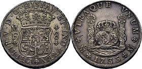 FELIPE V. México. 8 reales. 1733. MF. EBC-. Tono. Muy escasa. Atractiva