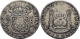 FELIPE V. México. 8 reales. 1734. MF
