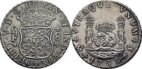 FELIPE V. México. 8 reales. 1736. MF. EBC+. Buena acuñación