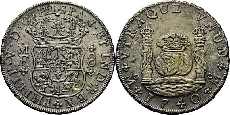FELIPE V. México. 8 reales. 1740. MF. Cy9421. 26´83 g. Ligera oxidación superfic...