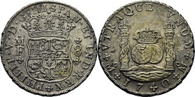 FELIPE V. México. 8 reales. 1740. MF. Casi SC. Estupendo, con detalle y acuñación fuerte