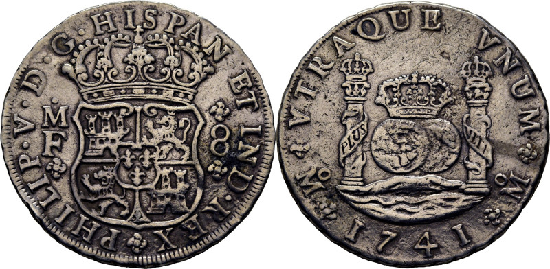 FELIPE V. México. 8 reales. 1741. MF. Cy9427. 26´33 g. Oxidación limpiada con ci...