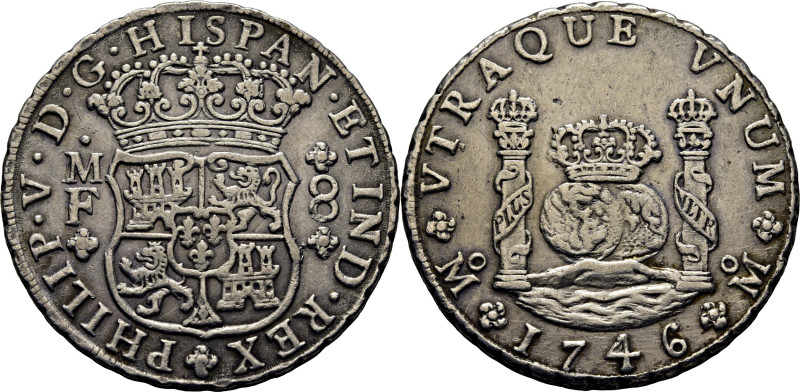 FELIPE V. México. 8 reales. 1746. MF. Cy9464. 26´78 g. Abundantes suaves y finas...