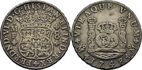 FERNANDO VI. México. 8 reales. 1748 sobre 7. MF. Clara sobrefecha
