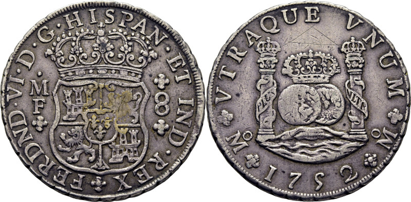 FERNANDO VI. México. 8 reales. 1752. MF. Cy10572. 26´94 g. Grafiti sobre la coro...