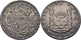 FERNANDO VI. México. 8 reales. 1754. MF. Coronas imperial y real. Tono. Cierto atractivo