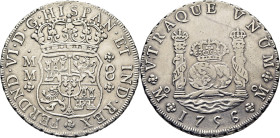 FERNANDO VI. México. 8 reales. 1756 sobre 5. MM. Casi EBC. Buen ejemplar