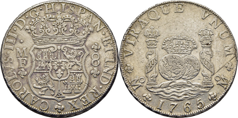 CARLOS III. México. 8 reales. 1765. MF. Cy11937. 27´14 g. Limpiada hace tiempo. ...
