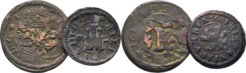 FELIPE III. Segovia Ingenio. 4 maravedís. 1617. Resellado con REX. Cy4305 (25€)....