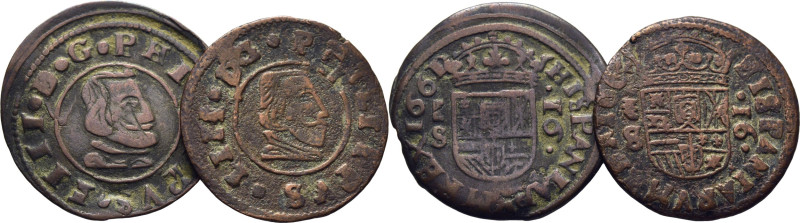 FELIPE IV. Segovia. 16 maravedís. 1661 y 1664. S. Cy5496 (20€) y 5582 (25€). Alg...