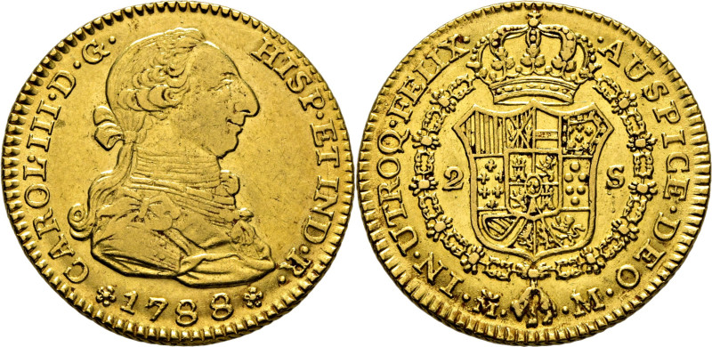 CARLOS III. Madrid. 2 escudos. 1788. M parece que sobre DV. Cy12561 o 62. 6´77 g...