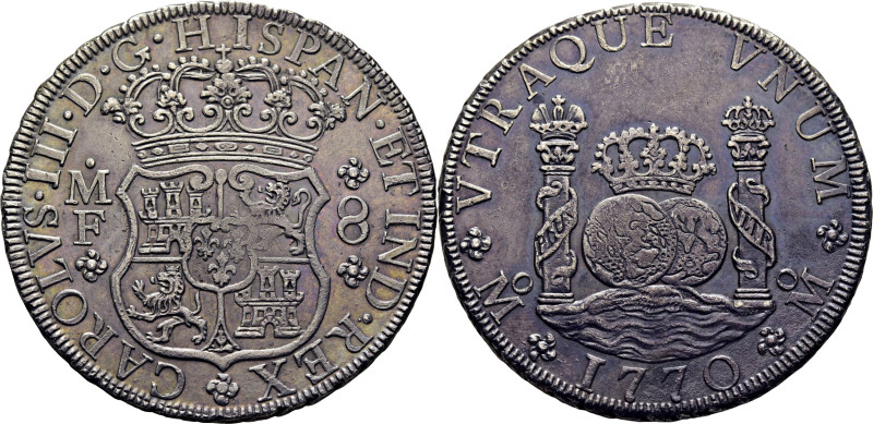 CARLOS III. México. 8 reales. 1770. MF. Cy11980. 26´48 g. Ínfimas marquitas. Sua...