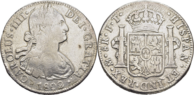 CARLOS IV. México. 8 reales. 1802. FT. Cy13934. 26´26 g. Limpiada con intensidad...