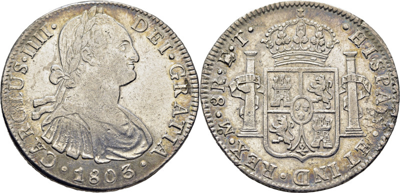 CARLOS IV. México. 8 reales. 1803. FT. Cy13943. Fallo de metal en leyenda del re...