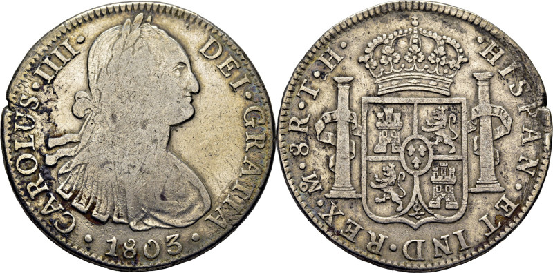 CARLOS IV. México. 8 reales. 1803. TH. Cy13945 (240€). Metal abierto en grafila....