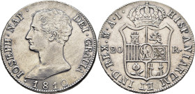 JOSÉ NAPOLEÓN. Madrid. 20 reales. 1810. AI. Águila grande. EBC+/EBC