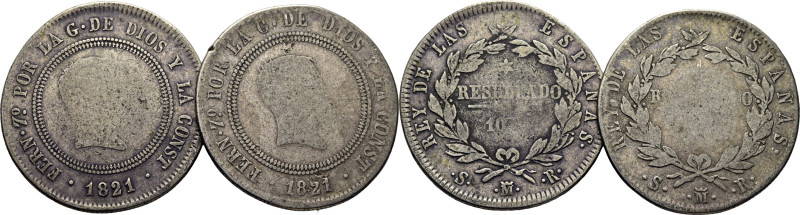 FERNANDO VII. Madrid. 10 reales (2). 1821. SR. Cy15754 (25€x2). BC+ y BC/BC-. Lo...