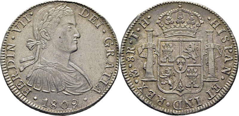 FERNANDO VII. México. 8 reales. 1809. TH. Cy15806. Abundantes suaves y finas ray...