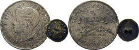 FERNANDO VII. Botón de cobre de chaleco con su busto y FERN VII. ALFONSO XIII…Lote de 2