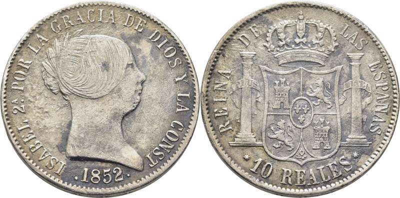 ISABEL II. Barcelona. 10 reales. 1852. Cy17097 (150€). Intensas oxidaciones limp...