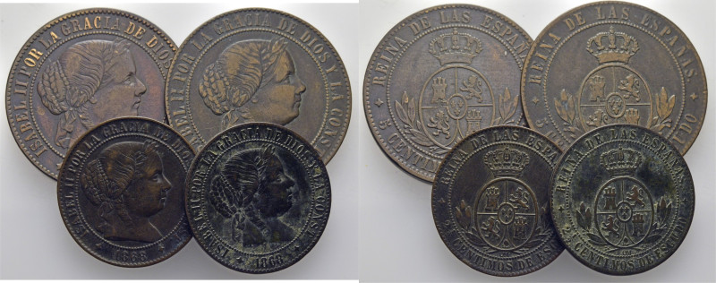 ISABEL II. Jubia. 5 (2) y 2 1/2 (2) céntimos. 1868. OM. Cy16784 (25€x2) y 16700 ...