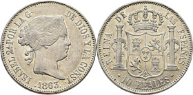 ISABEL II. Madrid. 10 reales. 1863. EBC. Tono. Llamativo resplandor. Atractiva