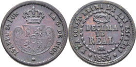ISABEL II. Segovia. Décimo de real. 1853. Tono oscuro