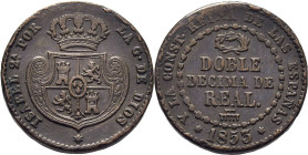 ISABEL II. Segovia. Doble décima. 1853