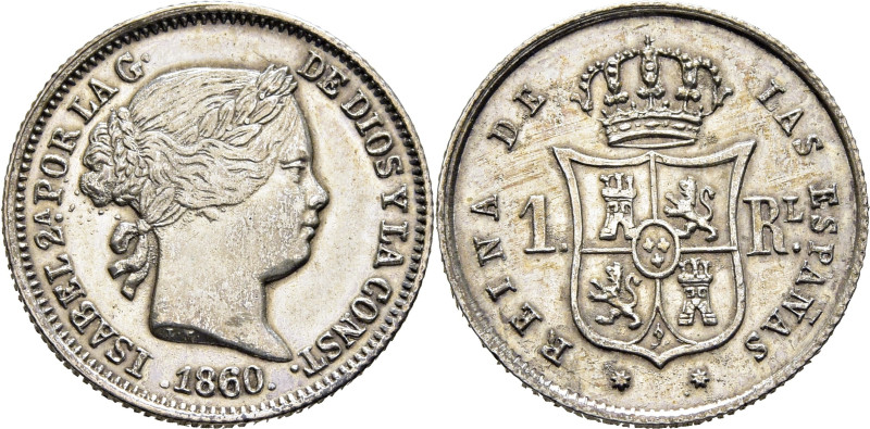 ISABEL II. Sevilla. 1 real. 1860. Cy16846. Limpiada con cierta intensidad. EBC