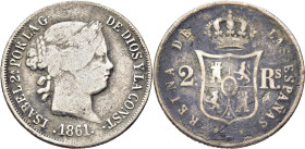 ISABEL II. Sevilla. 2 reales. 1861. Algo escasa