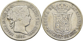 ISABEL II. Madrid. 40 céntimos de escudo. 1866