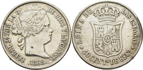ISABEL II. Madrid. 40 céntimos de escudo. 1868*18-68