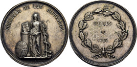ISABEL II. Medalla Congreso de los Diputados Cortes 1858. Estanislao Figueras   Barcelona. EBC-. Escasa