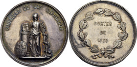 ISABEL II. Medalla Congreso de los Diputados Cortes 1858. Nazrio Carriquiri   Tafalla. EBC/EBC+. Tono. Escasa