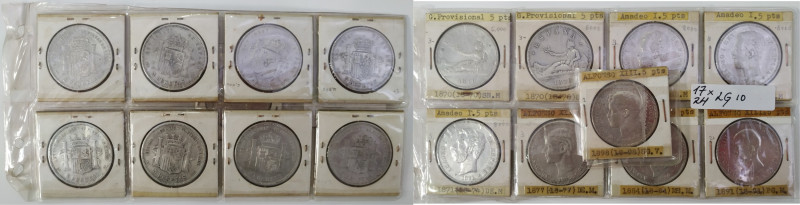 CENTENARIO. 5 pesetas. 1870 (2), 1871 (3), 1877, 1884, 1891 y 1898. Todas con es...