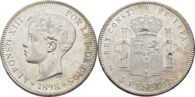 ALFONSO XIII. 5 pesetas. 1898*18-98. SGV. Cy17647. Alguna levísima y suave fina ...