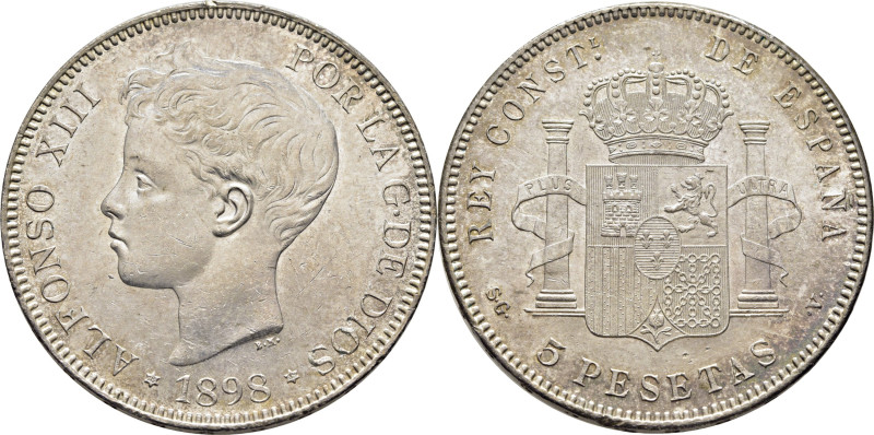 ALFONSO XIII. 5 pesetas. 1898*18-98. SGV. Cy17647. Marquitas de contacto con otr...