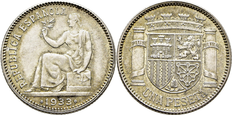 II REPÚBLICA. 1 peseta. 1933*3-4. Cy17687 (95€). Leve suciedad. EBC o algo mejor...