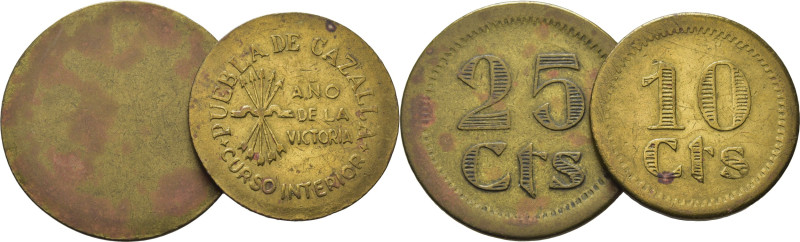 PUEBLA DE CAZALLA. 10 céntimos. (1939). Más 25 céntimos, el reverso no emitido, ...