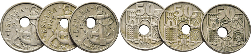 ESTADO ESPAÑOL. 50 céntimos. 1949. Sin las segundas estrellas (dos anepígrafas?)...