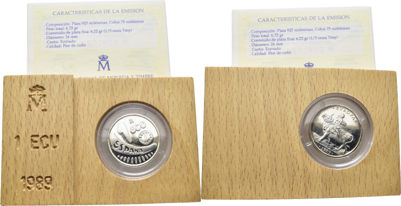 JUAN CARLOS I. 1 ecu. El Rapto de Europa. 1989. En su estuche original y con su ...