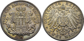 ALEMANIA. Hamburgo. 2 marcos. 1906 J. EBC+. Tono