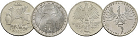 ALEMANIA. 5 marcos. Iglesia de Neumann y Museo. 1978 F. 1979 J. FDC/SC+ y SC. Buena pareja. Lote de 2